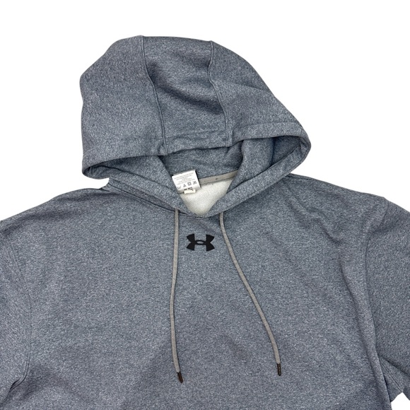 Under Armour Men's Hustle Fleece Hoodie Medium Blue Gray Pullover‎ Sweatshirt - Picture 3 of 13